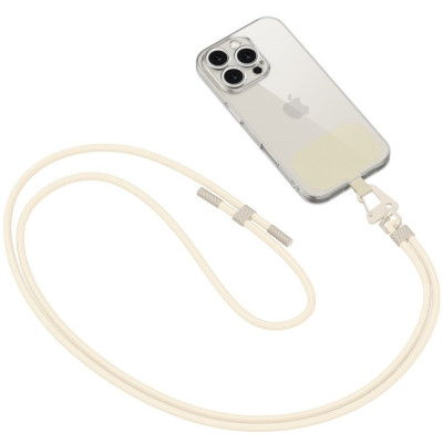 Tech-Protect C5S Rope Crossbody Strap - Αποσπώμενο Λουράκι Λαιμού για Θήκες Κινητών / Smartphones - Cosmic Latte (5906302312894)