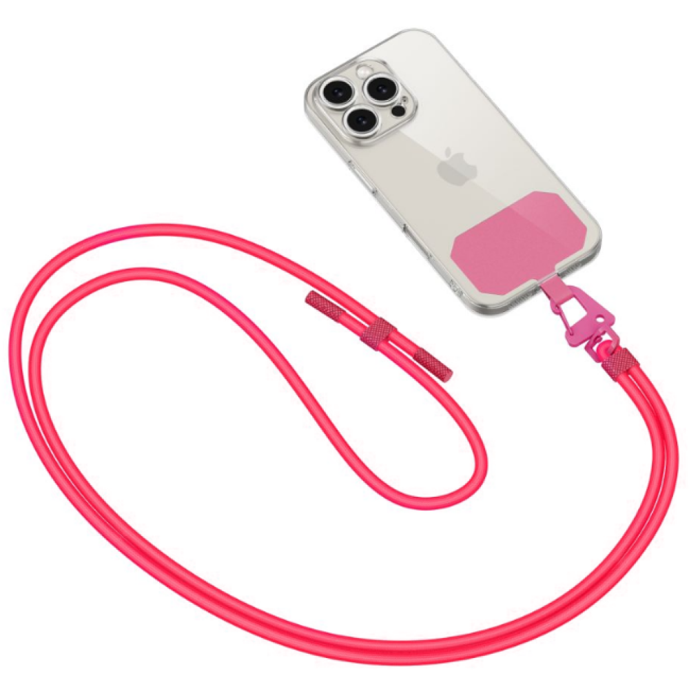 Tech-Protect C5S Rope Crossbody Strap - Αποσπώμενο Λουράκι Λαιμού για Θήκες Κινητών / Smartphones - Neon Pink (5906302312948)