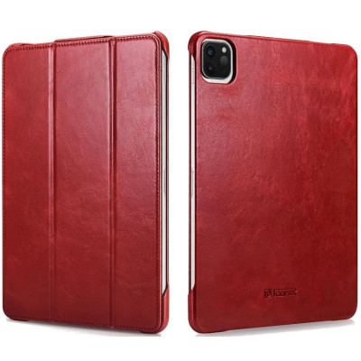 Θήκη Apple iPad Air 7 2025 11" / Air 6 2024 11" / Air 5 2022 10.9" / Air 4 2020 10.9" / Pro 11" 2022 / 2021 / 2020 / 2018 - iCarer Genuine Leather Case Σκληρή Δερμάτινη - Red (RID720-RD)