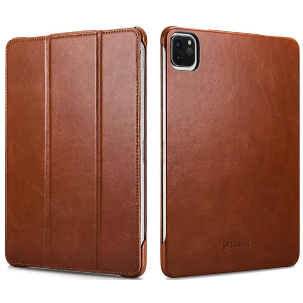 Θήκη Apple iPad Air 7 2025 11" / Air 6 2024 11" / Air 5 2022 10.9" / Air 4 2020 10.9" / Pro 11" 2022 / 2021 / 2020 / 2018 - iCarer Genuine Leather Case Σκληρή Δερμάτινη - Brown (RID720-BN)