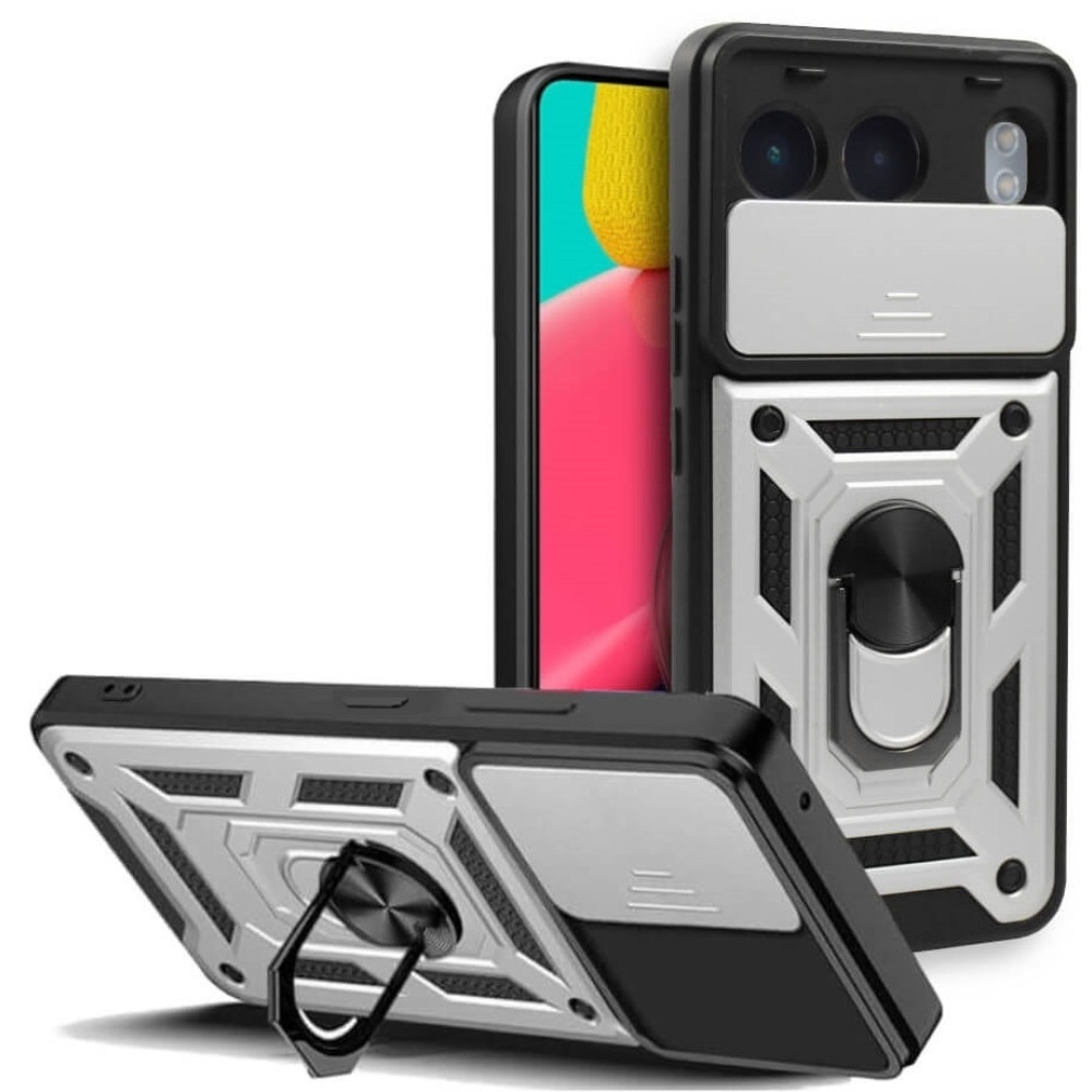Θήκη OnePlus Nord 4 - Bodycell Armor Slide Ανθεκτική με Κάλυμμα για την Κάμερα & Μεταλλικό Ring Holder - Silver (5206015078590)
