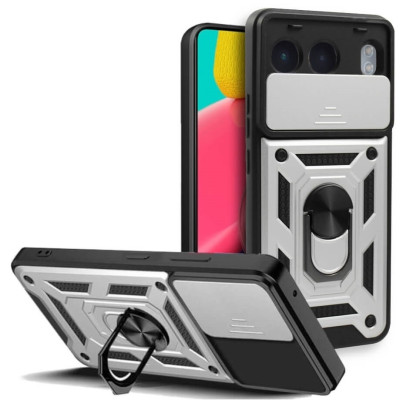 Θήκη OnePlus Nord 4 - Bodycell Armor Slide Ανθεκτική με Κάλυμμα για την Κάμερα & Μεταλλικό Ring Holder - Silver (5206015078590)