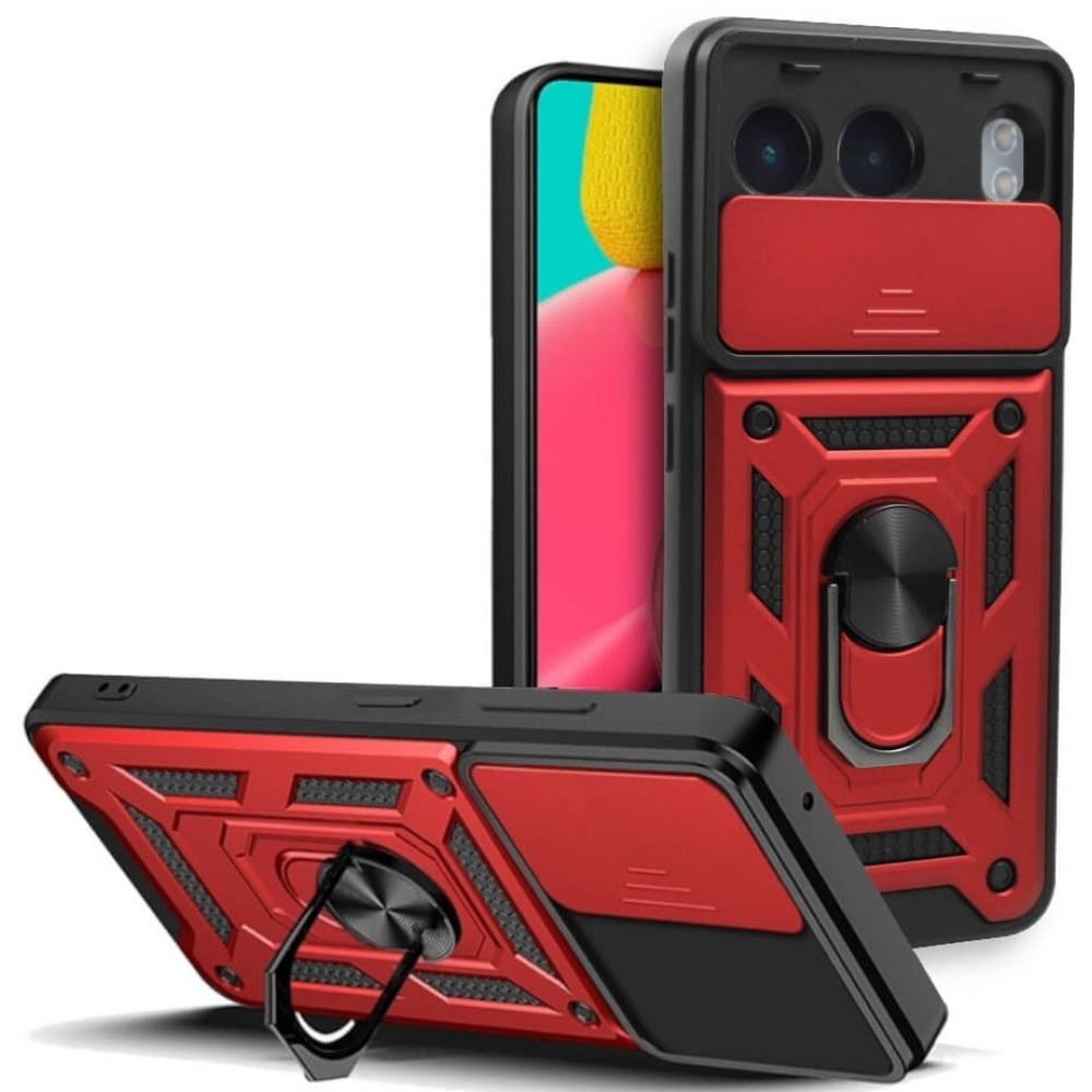 Θήκη OnePlus Nord 4 - Bodycell Armor Slide Ανθεκτική με Κάλυμμα για την Κάμερα & Μεταλλικό Ring Holder - Red (5206015078583)