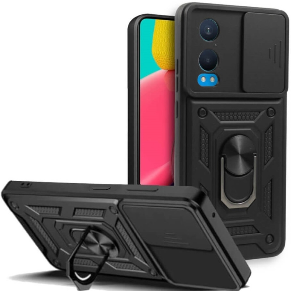 Θήκη OnePlus Nord CE4 Lite - Bodycell Armor Slide Ανθεκτική με Κάλυμμα για την Κάμερα & Μεταλλικό Ring Holder - Black (5206015078606)