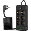 Tech-Protect PC6X6 Multi Plug Power Strip - Πολύπριζο με 6 x Υποδοχές AC 240V με Διακόπτη & Καλώδιο 200cm - 3 x USB-A / 3 x Type-C - 3.1A - Black (5906302310586)