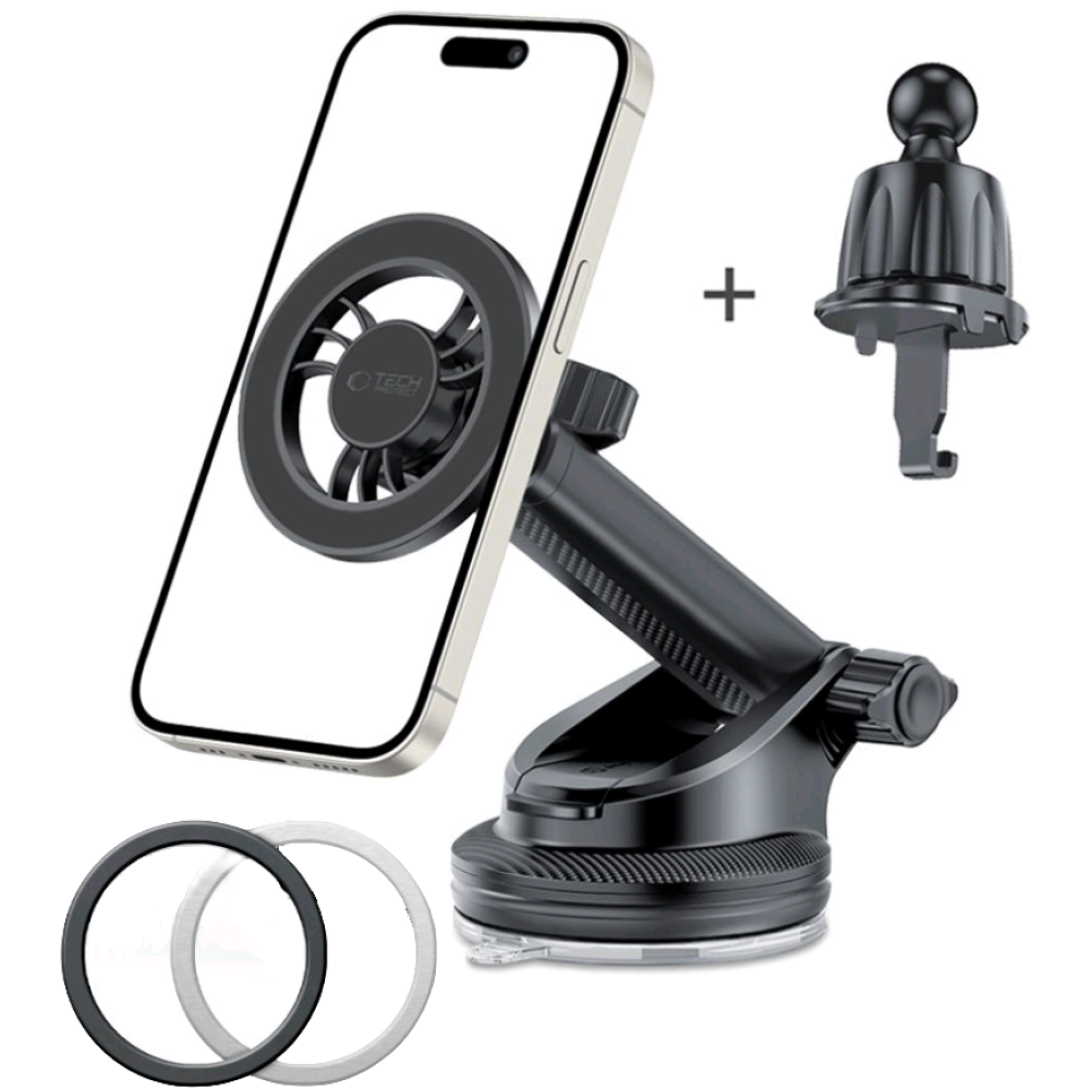 Tech-Protect N56 Magnetic MagSafe Dashboard & Vent Car Mount - Μαγνητική Βάση Στήριξης Κινητών MagSafe για Ταμπλό / Παρμπρίζ Αυτοκινήτου & Αεραγωγούς Αυτοκινήτων - Black (5906302313211)
