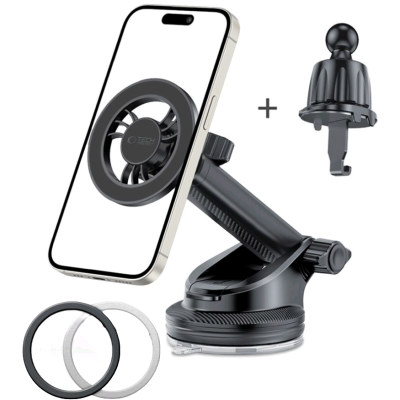 Tech-Protect N56 Magnetic MagSafe Dashboard & Vent Car Mount - Μαγνητική Βάση Στήριξης Κινητών MagSafe για Ταμπλό / Παρμπρίζ Αυτοκινήτου & Αεραγωγούς Αυτοκινήτων - Black (5906302313211)