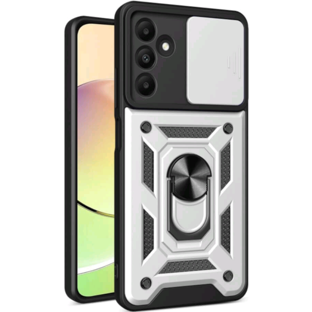 Θήκη Samsung Galaxy A16 - Bodycell Armor Slide Ανθεκτική με Κάλυμμα για την Κάμερα & Μεταλλικό Ring Holder - Silver (5206015078897)