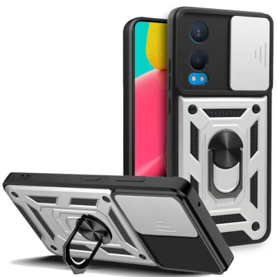 Θήκη OnePlus Nord CE4 Lite - Bodycell Armor Slide Ανθεκτική με Κάλυμμα για την Κάμερα & Μεταλλικό Ring Holder - Silver (5206015078620)