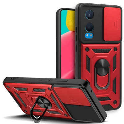 Θήκη OnePlus Nord CE4 Lite - Bodycell Armor Slide Ανθεκτική με Κάλυμμα για την Κάμερα & Μεταλλικό Ring Holder - Red (5206015078613)