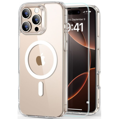 Θήκη & Αντιχαρακτικό Γυαλί Προστασίας Apple iPhone 16 Pro Max - ESR Classic Hybrid HaloLock Σετ Ανθεκτική με MagSafe & Tempered Glass Οθόνης - Clear (4894240243541)