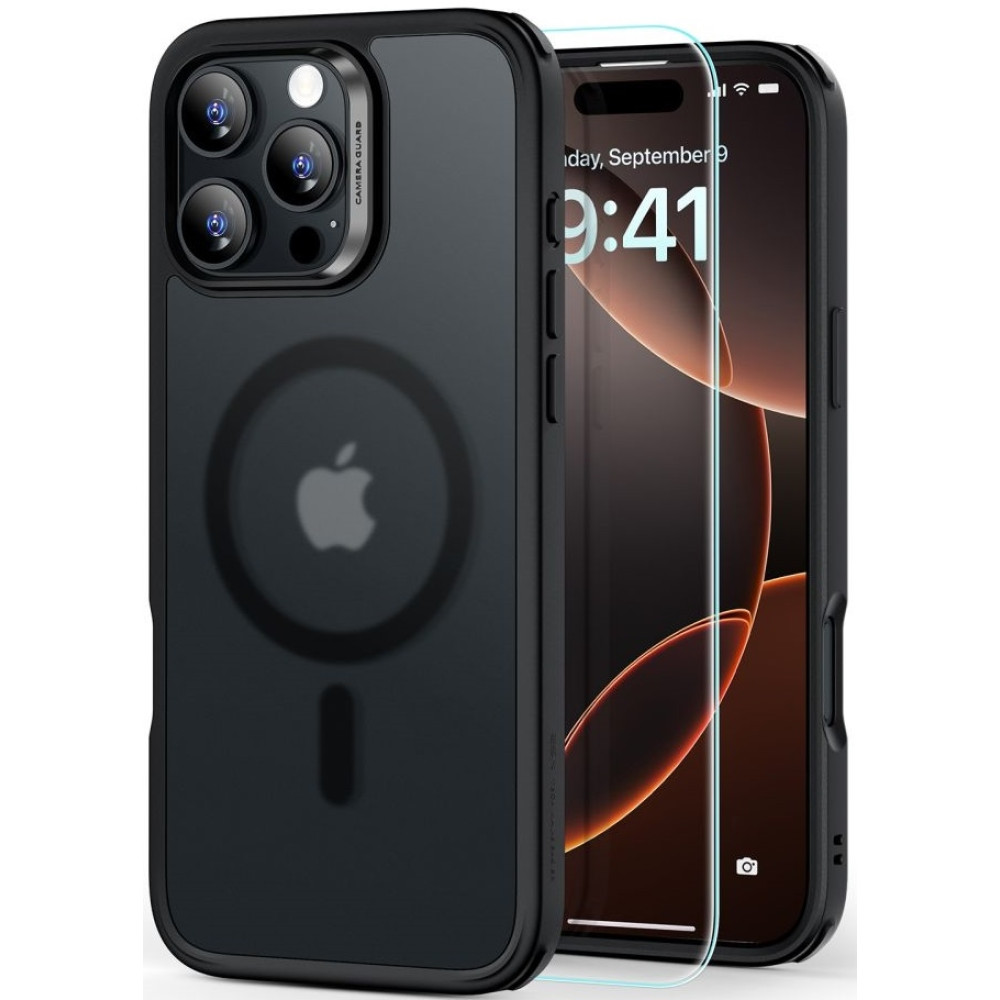 Θήκη & Αντιχαρακτικό Γυαλί Προστασίας Apple iPhone 16 Pro Max - ESR Classic Hybrid HaloLock Σετ Ανθεκτική με MagSafe & Tempered Glass Οθόνης - Frosted Black (4894240243565)