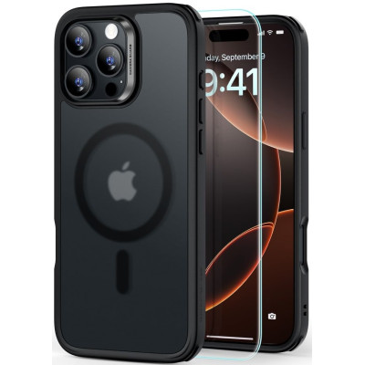 Θήκη & Αντιχαρακτικό Γυαλί Προστασίας Apple iPhone 16 Pro Max - ESR Classic Hybrid HaloLock Σετ Ανθεκτική με MagSafe & Tempered Glass Οθόνης - Frosted Black (4894240243565)