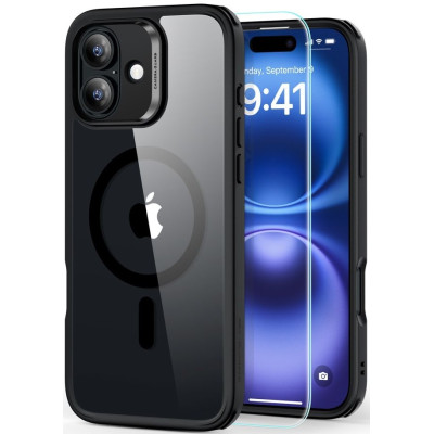 Θήκη & Αντιχαρακτικό Γυαλί Προστασίας Apple iPhone 16 - ESR Classic Hybrid HaloLock Σετ Ανθεκτική με MagSafe & Tempered Glass Οθόνης - Clear / Black (4894240243008)