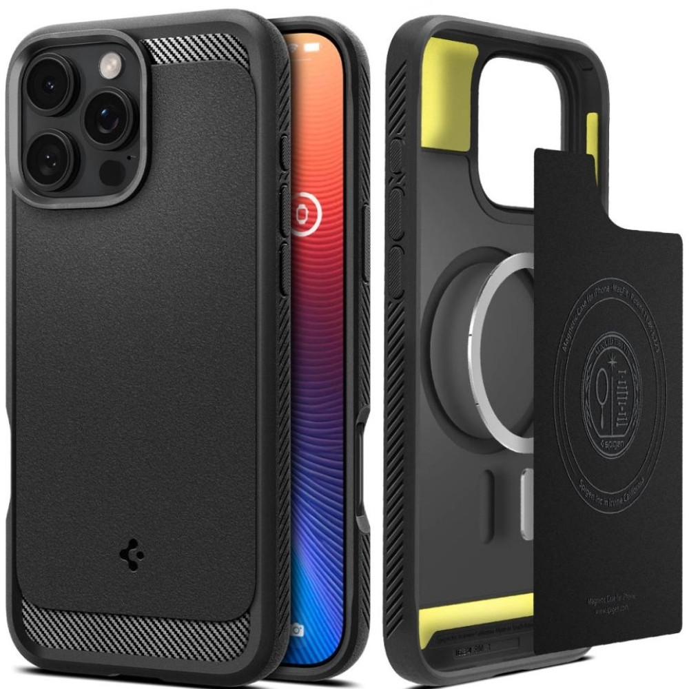Θήκη Apple iPhone 16 Pro - Spigen Rugged Armor MagFit με MagSafe - Matte Black (ACS08115)