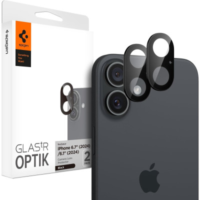 Αντιχαρακτικό Γυαλί Προστασίας Apple iPhone 16 / 16 Plus - Spigen GLAS.tR OPTIK Camera Lens Protector για Φακό Κάμερας - 2 Τεμάχια - Black (AGL07922)