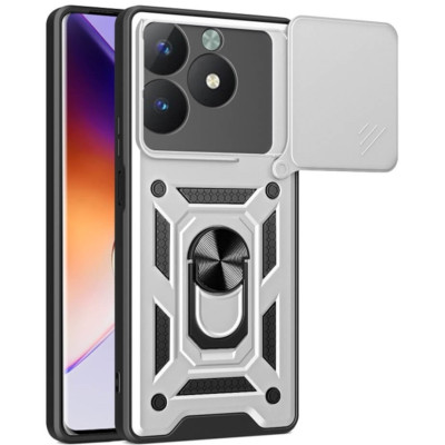 Θήκη Realme C61 / C63 4G - Bodycell Armor Slide Ανθεκτική με Κάλυμμα για την Κάμερα & Μεταλλικό Ring Holder - Silver (5206015078743)
