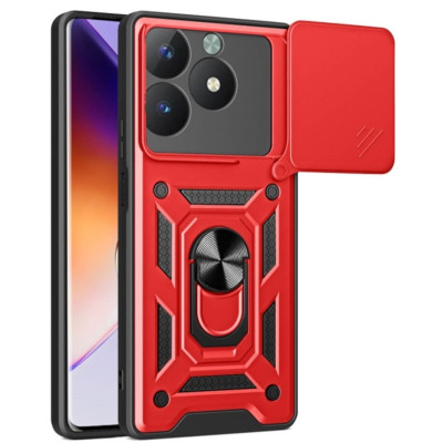 Θήκη Realme C61 / C63 4G - Bodycell Armor Slide Ανθεκτική με Κάλυμμα για την Κάμερα & Μεταλλικό Ring Holder - Red (5206015078736)