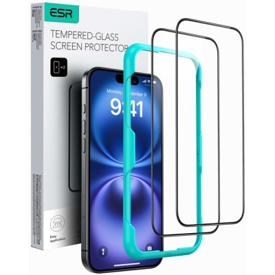 Αντιχαρακτικό Γυαλί Προστασίας Apple iPhone 16 Plus / 15 Plus - ESR Tempered Glass FullFace Οθόνης - 2 Τεμάχια - Black (4894240235973)