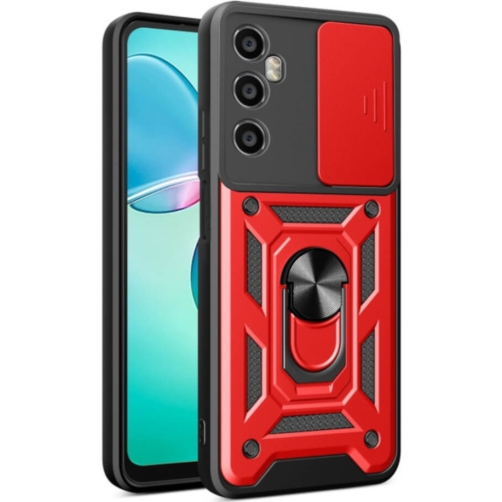 Θήκη Realme C65 4G - Bodycell Armor Slide Ανθεκτική με Κάλυμμα για την Κάμερα & Μεταλλικό Ring Holder - Red (5206015078767)