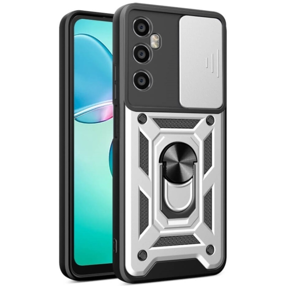 Θήκη Realme C65 4G - Bodycell Armor Slide Ανθεκτική με Κάλυμμα για την Κάμερα & Μεταλλικό Ring Holder - Silver (5206015078774)
