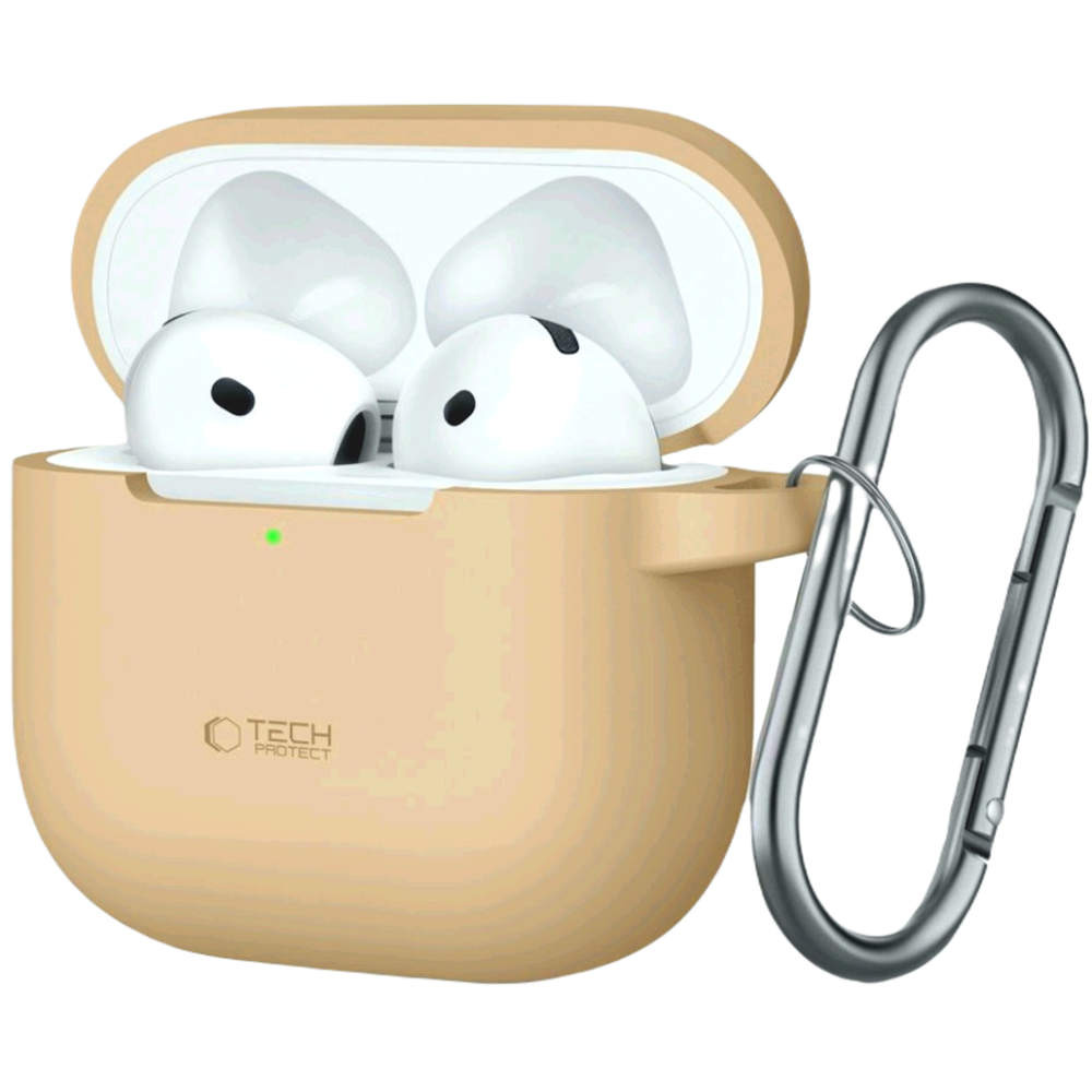 Θήκη Apple AirPods 4th Gen - Tech-Protect Silicone Hook Σιλικόνης - Caffe Latte (5906302370078)