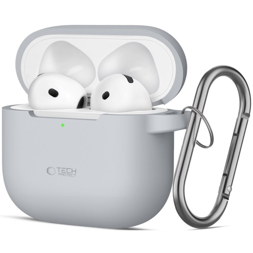 Θήκη Apple AirPods 4th Gen - Tech-Protect Silicone Hook Σιλικόνης - Crayon Grey (5906302370061)