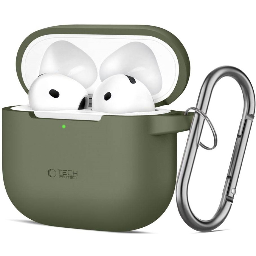 Θήκη Apple AirPods 4th Gen - Tech-Protect Silicone Hook Σιλικόνης - Olive Green (5906302370085)