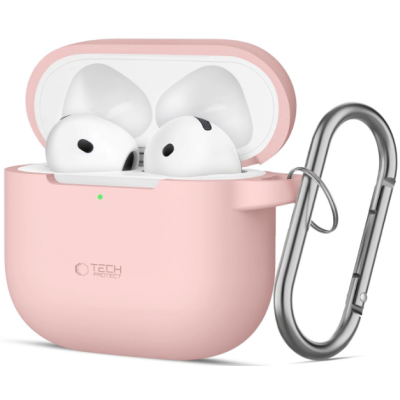 Θήκη Apple AirPods 4th Gen - Tech-Protect Silicone Hook Σιλικόνης - Dusty Pink (5906302370054)