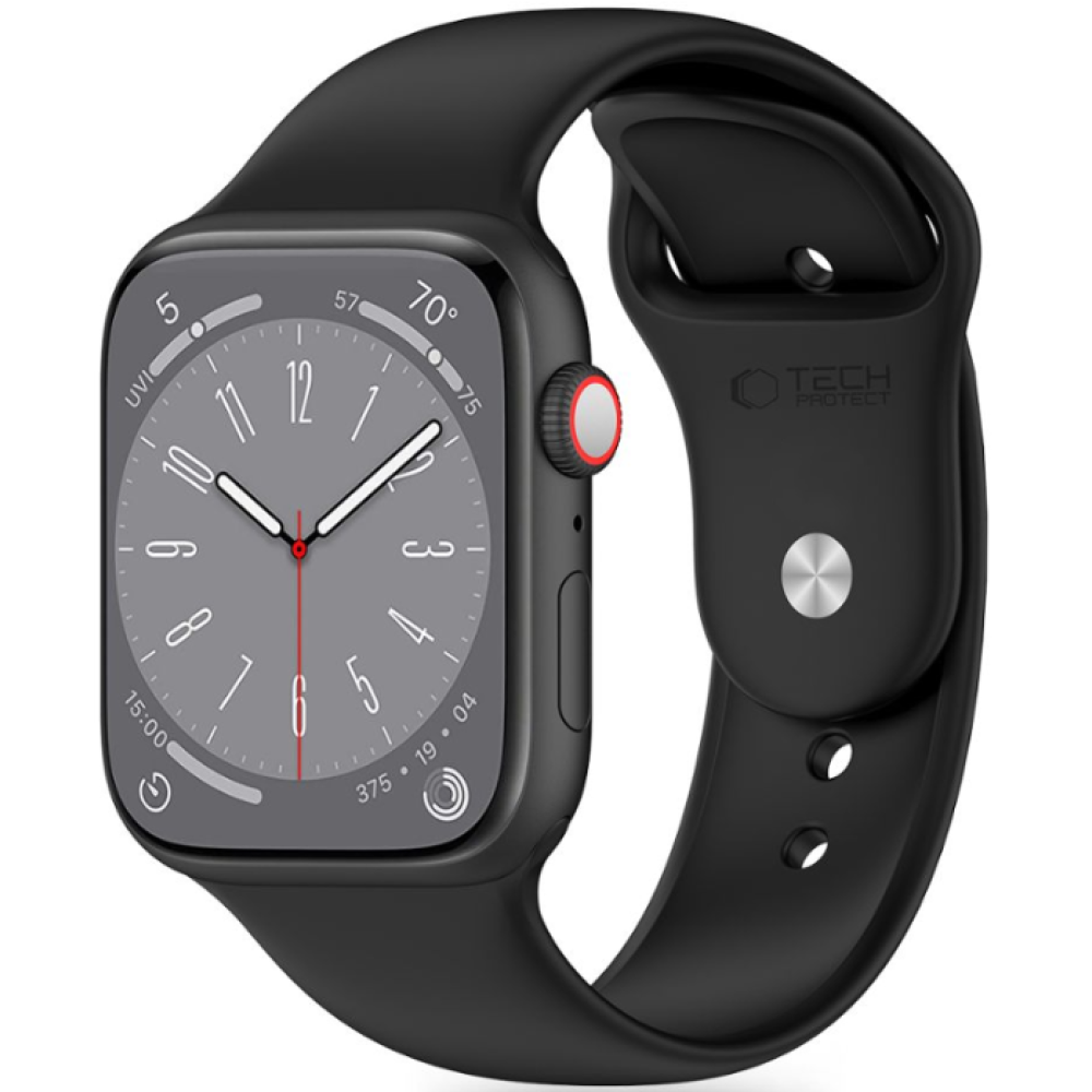 Λουράκι Apple Watch SE/11/10/9/8/7/6/5/4 (42/41/40mm) - Tech-Protect Silicone Σιλικόνης - Black (5906302310104)