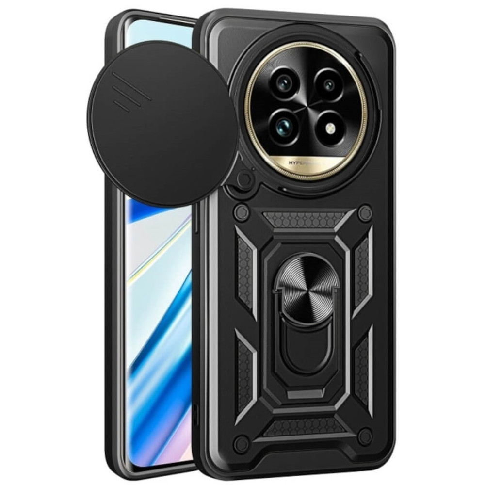 Θήκη Realme 13 Pro / 13 Pro Plus - Bodycell Armor Slide Ανθεκτική με Κάλυμμα για την Κάμερα & Μεταλλικό Ring Holder - Black (5206015078699)