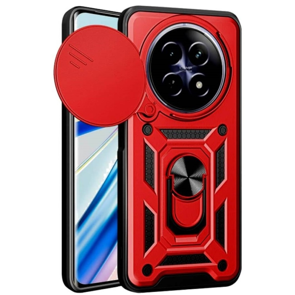 Θήκη Realme 12 5G / 12x 5G - Bodycell Armor Slide Ανθεκτική με Κάλυμμα για την Κάμερα & Μεταλλικό Ring Holder - Red (5206015078644)