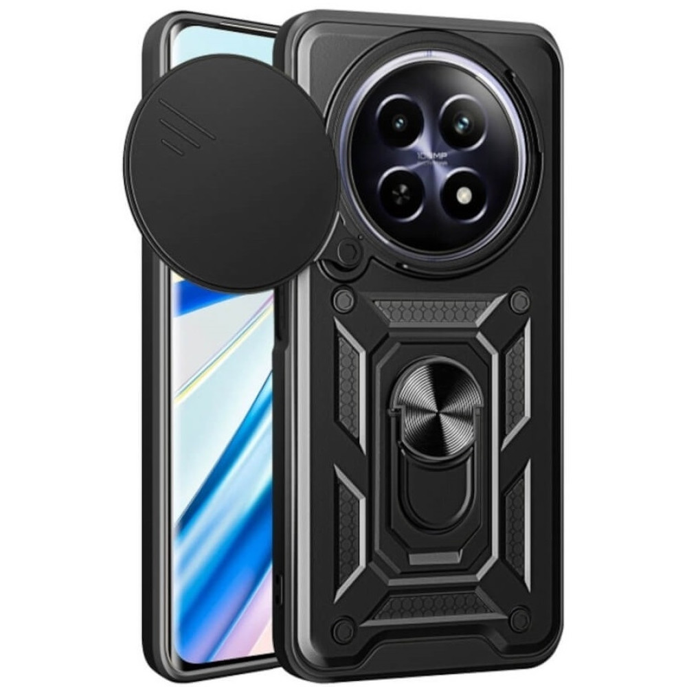 Θήκη Realme 12 5G / 12x 5G - Bodycell Armor Slide Ανθεκτική με Κάλυμμα για την Κάμερα & Μεταλλικό Ring Holder - Black (5206015078637)