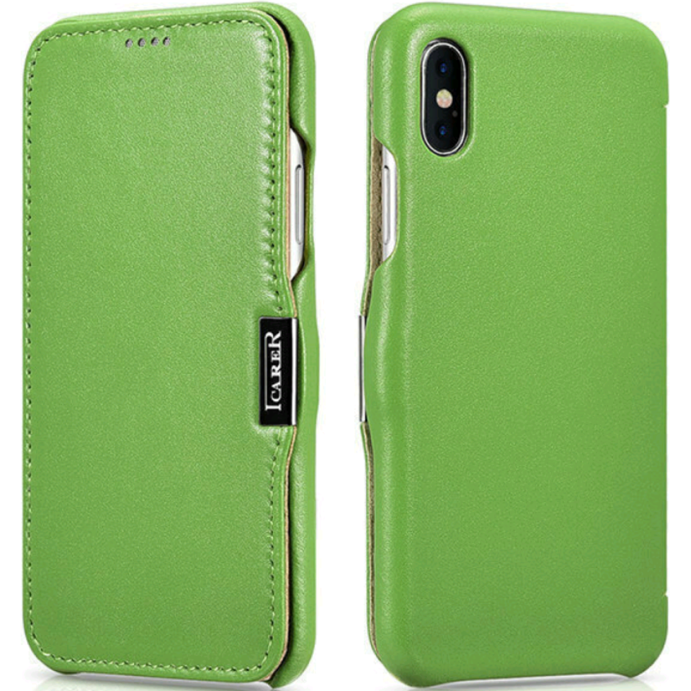 Θήκη Apple iPhone X / XS - iCarer Luxury Series Side-Open Δερμάτινη - Green (RI802-GN)