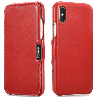 Θήκη Apple iPhone X / XS - iCarer Luxury Series Side-Open Δερμάτινη - Red (RI802-RD)