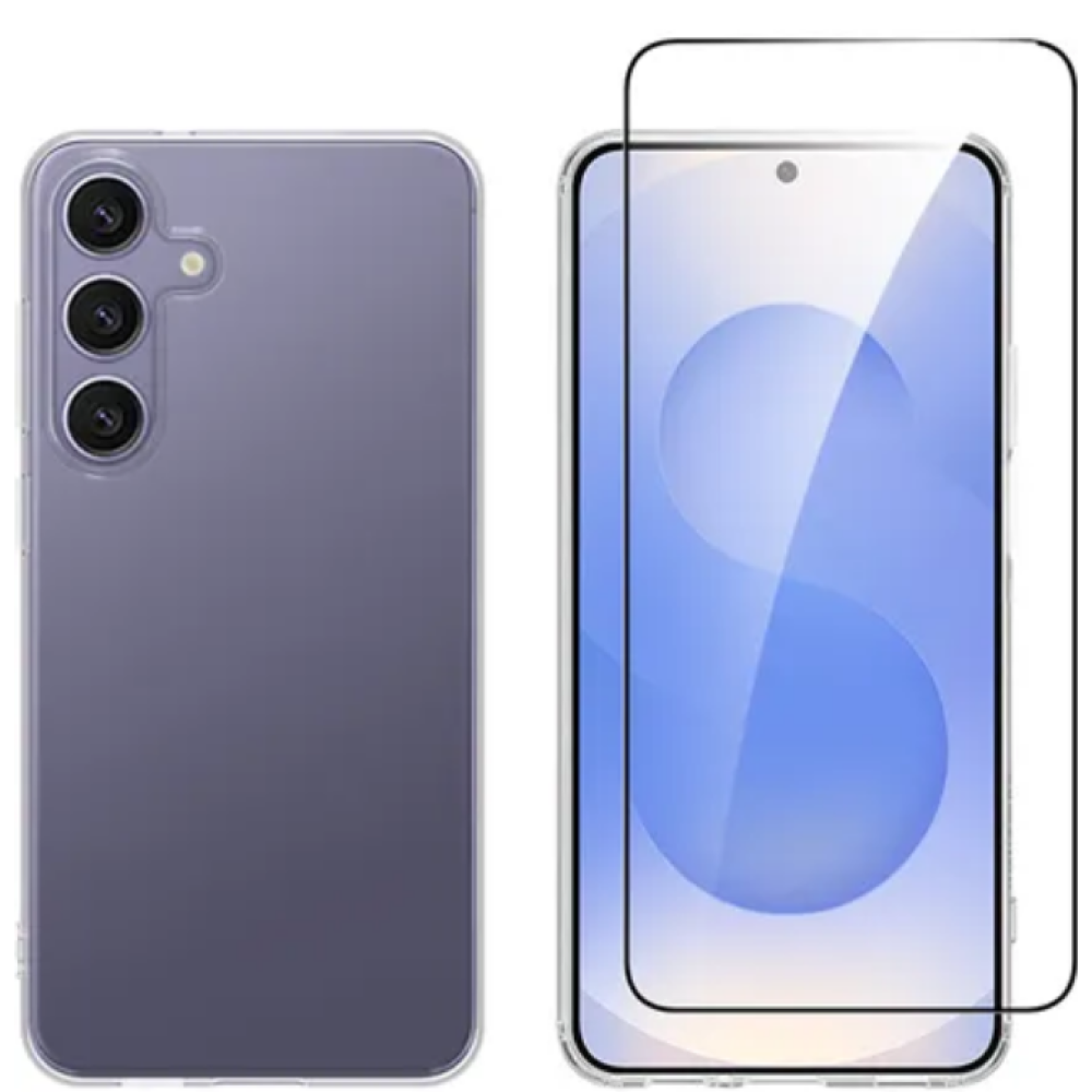 Θήκη & Tempered Glass Samsung Galaxy S25 Plus Vivid Set Gelly Case Σετ Διάφανη Σιλικόνης & FullFace Αντιχαρακτικό Γυαλί Προστασίας Οθόνης - Transparent / Black (VIGELLY436GLASSBK)