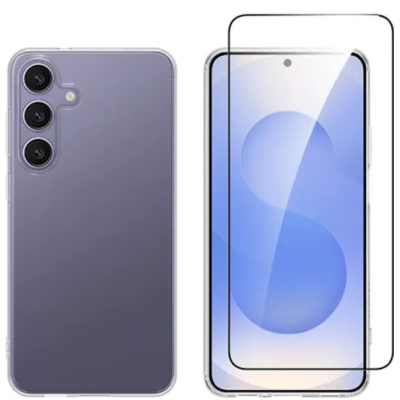 Θήκη & Tempered Glass Samsung Galaxy S25 Plus Vivid Set Gelly Case Σετ Διάφανη Σιλικόνης & FullFace Αντιχαρακτικό Γυαλί Προστασίας Οθόνης - Transparent / Black (VIGELLY436GLASSBK)