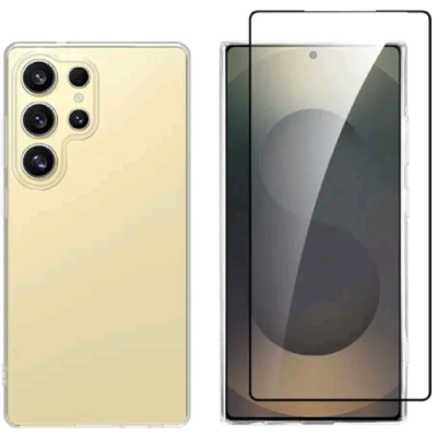 Θήκη & Tempered Glass Samsung Galaxy S25 Ultra Vivid Set Gelly Case Σετ Διάφανη Σιλικόνης & FullFace Αντιχαρακτικό Γυαλί Προστασίας Οθόνης - Transparent / Black (VIGELLY437GLASSBK)