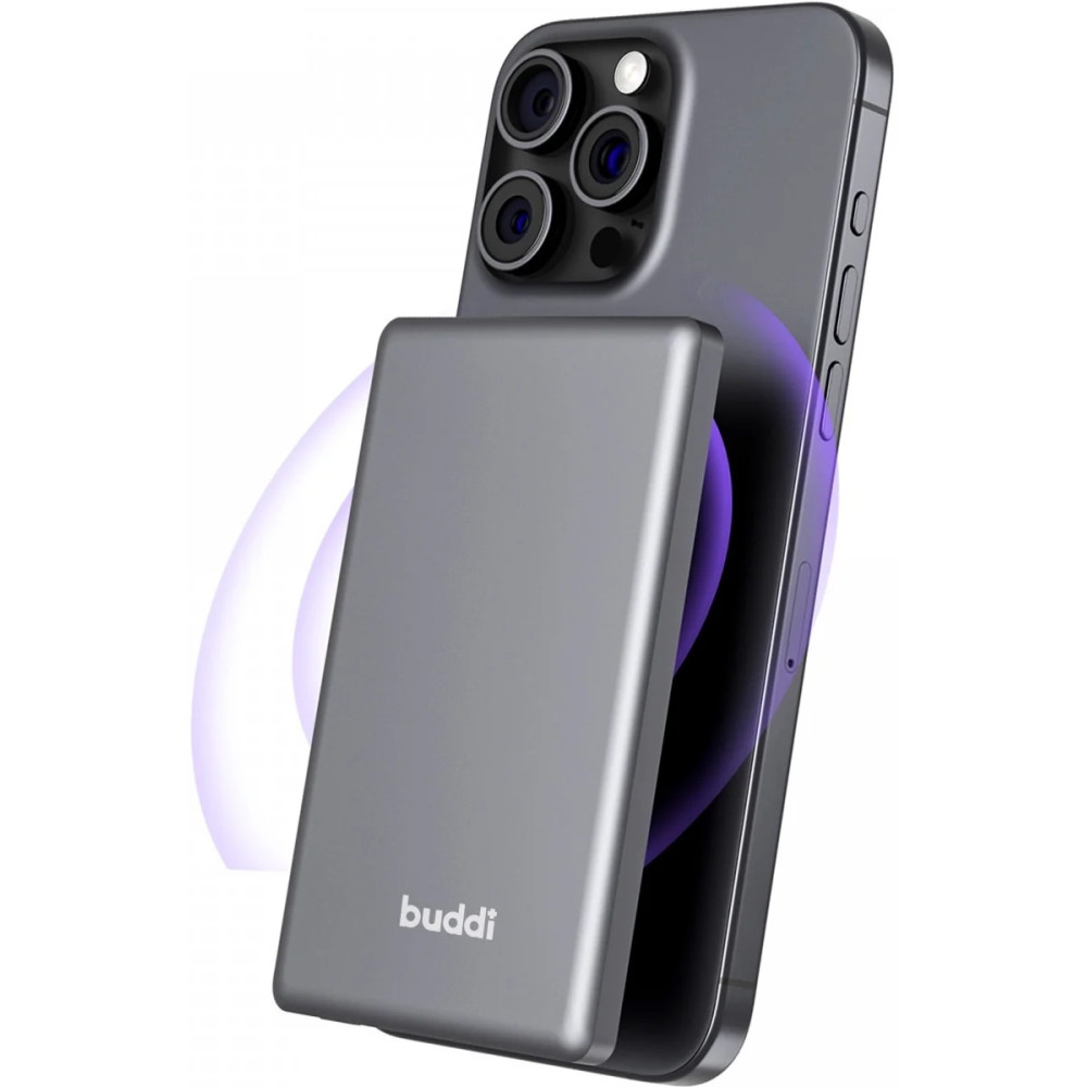 PowerBank Buddi Connect με Ασύρματη Φόρτιση MagSafe 15W & 1 x Type-C 20W 5.000mAh 5 Έτη Εγγύηση - Black (8719246451836)