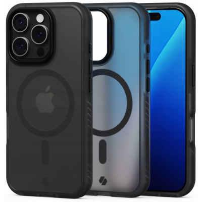 Θήκη iPhone 16 Pro Spacecase Hybrid Fusion Mag Ημιδιάφανη Σκληρή με MagSafe - Black (5905719112431)