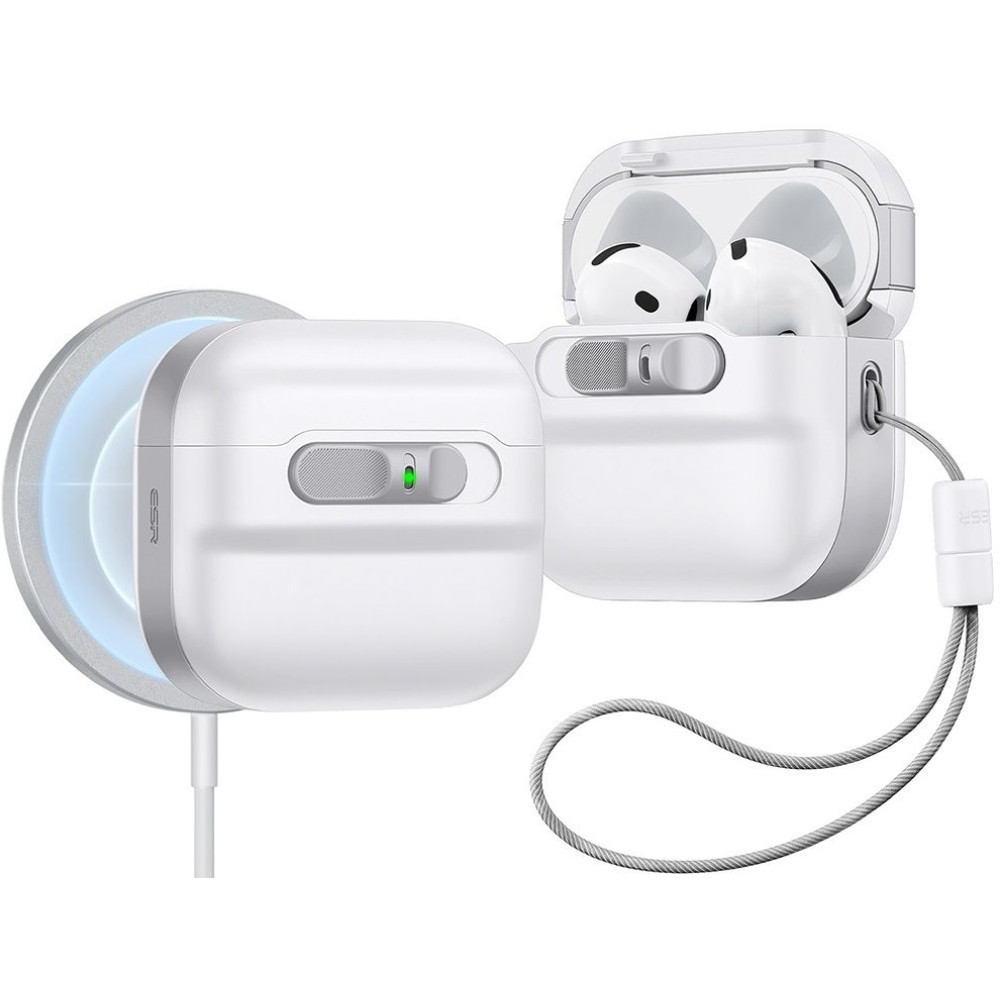 Θήκη AirPods 4th Gen ESR Pulse FlickLock Case HaloLock με MagSafe & Λουράκι Χειρός - White (4894240217726)