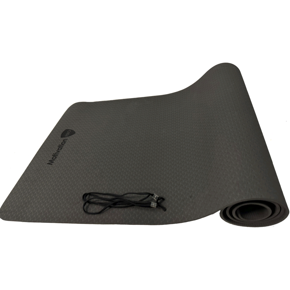 Στρώμα Γυμναστικής MotivationPro Yoga / Pilates με Ιμάντα Μεταφοράς 6mm Πάχος 183 x 61cm - Black (021281215273)