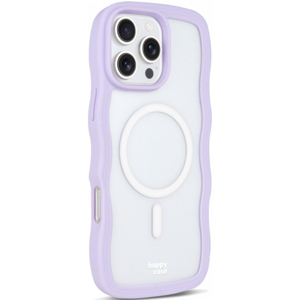 Θήκη iPhone 16 Pro Max HappyCase Wavy Διάφανη Σκληρή με MagSafe & TPU Bumper - Purple (8719246462146)