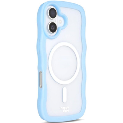 Θήκη iPhone 16 HappyCase Wavy Διάφανη Σκληρή με MagSafe & TPU Bumper - Blue (8719246462054)