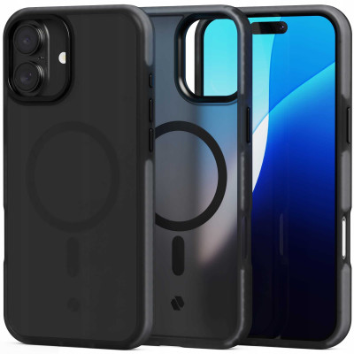 Θήκη iPhone 16 Plus Spacecase Hybrid Fusion Mag Ημιδιάφανη Σκληρή με MagSafe - Black (5905719112417)