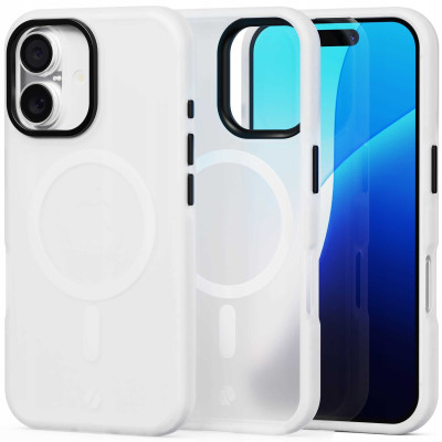 Θήκη iPhone 16 Spacecase Hybrid Fusion Mag Ημιδιάφανη Σκληρή με MagSafe - Frost Clear (5905719112387)