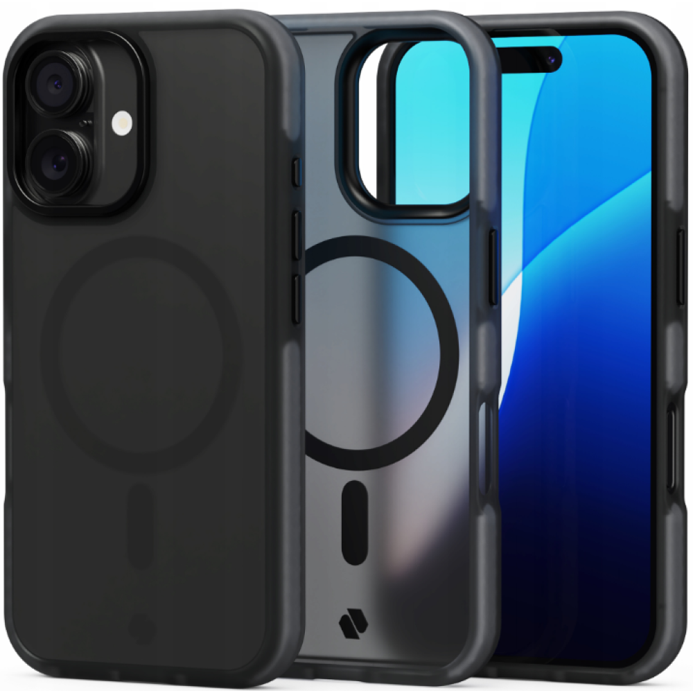 Θήκη iPhone 16 Spacecase Hybrid Fusion Mag Ημιδιάφανη Σκληρή με MagSafe - Black (5905719112370)