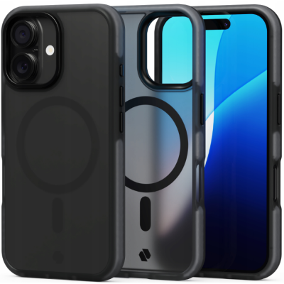 Θήκη iPhone 16 Spacecase Hybrid Fusion Mag Ημιδιάφανη Σκληρή με MagSafe - Black (5905719112370)