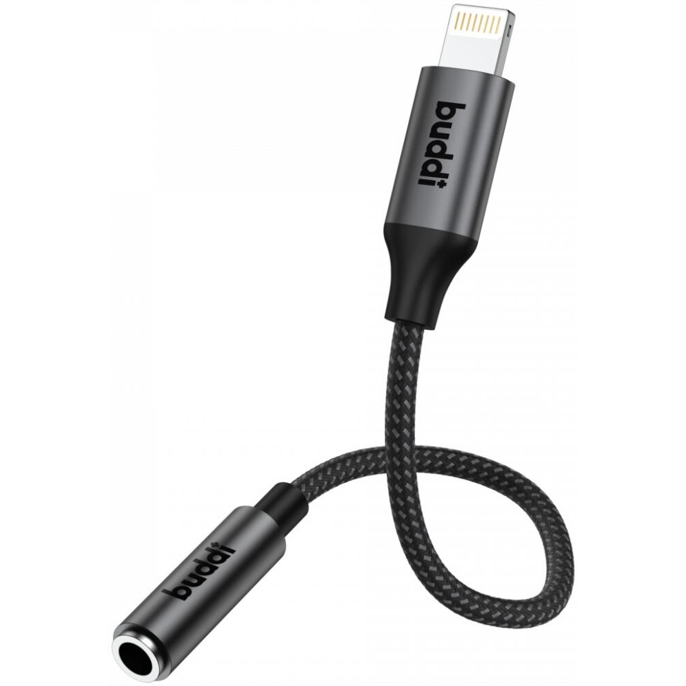 Αντάπτορας Ήχου Buddi Ease Lightning (Male) σε 3.5mm Jack Aux (Female) με DAC Τσιπ 5 Έτη Εγγύηση - Black (8719246459344)