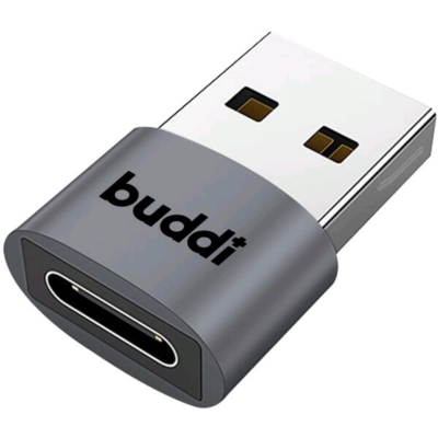 Αντάπτορας Buddi Ease USB-A (Male) σε Type-C (Female) 5 Έτη Εγγύηση - Grey (8719246459245)